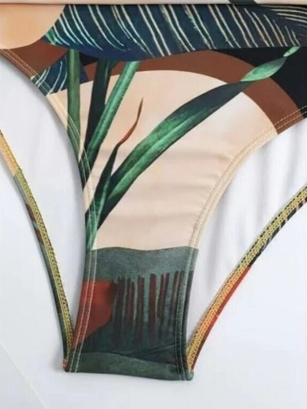 Tropical Leaf Print One-Piece Swimsuit with Matching Sarong NIP Size Large - Picture 4 of 4
